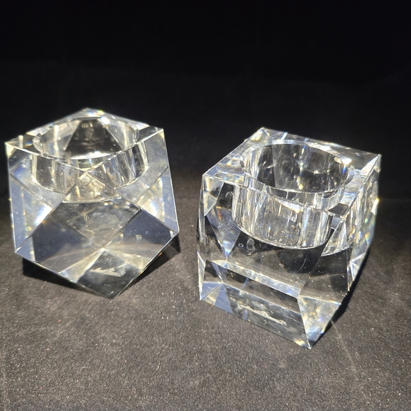 2 unmatching Clear Crystal Rosenthal Votive Candle Holders - Picture 9 of 9